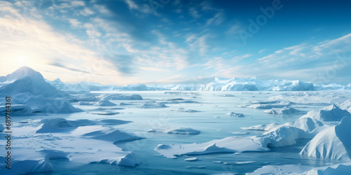 Majestic Arctic Winter Landscape with Glaciers, Frozen Sea, and Blizzards © Bartek