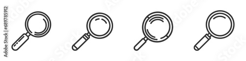 Magnifying glass line icon pack, set, collection. Outline vector sign, linear style pictogram isolated on white photo