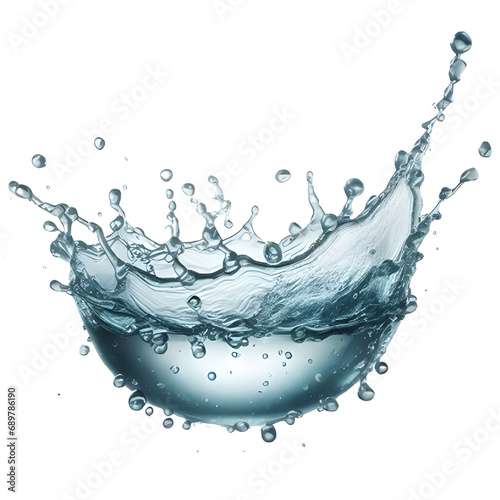 Water splash flowing out isolated transparent background PNG