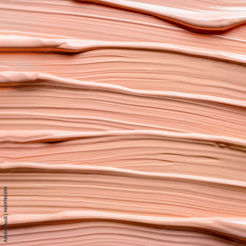 Aesthetic texture of Peach Fuzz nude liquid foundation. Trendy color