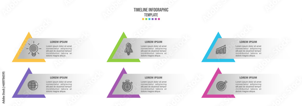 Business Infographic template. Vector design with icons and 6 options - obrazy, fototapety, plakaty 