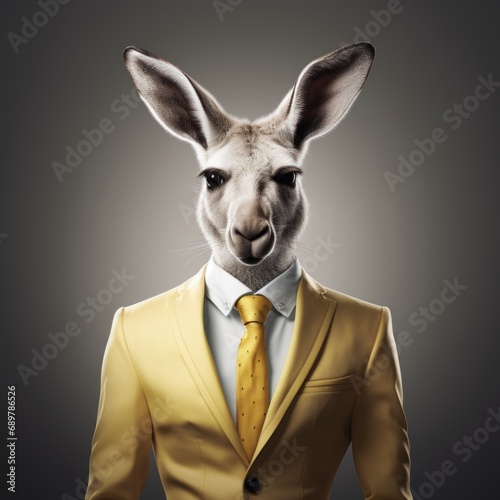 a kangaroo wearing a suit and tie