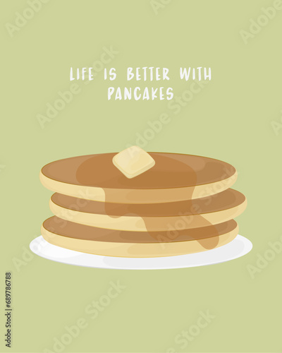 Life is better with pancakes illustration Food doodle vector Brunch Digital Drawing
