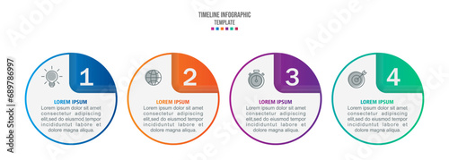Diagram representing 4 stages of business process. Simple infographic design template. Vector illustration for presentation