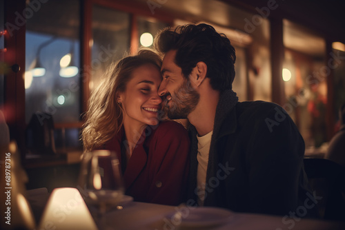 Man and woman have a date in a restaurant or bar