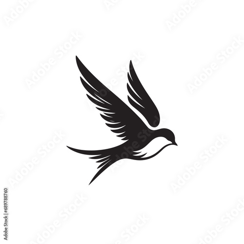 Flying Bird Silhouette  Silhouetted Symphony of Plumage in Twilight Black Vector Bird Flying Silhouette 