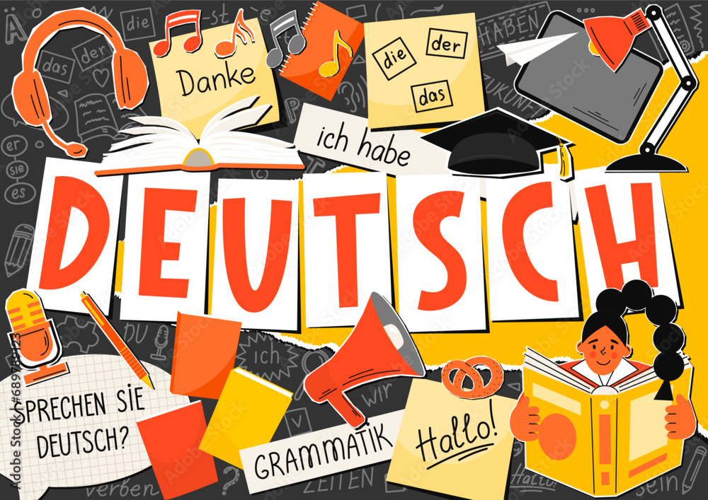 Deutsch. German language collage. Translation: 