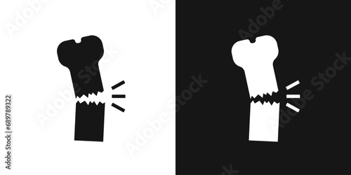 Broken human bone vector icon. Bone fracture, trauma sign