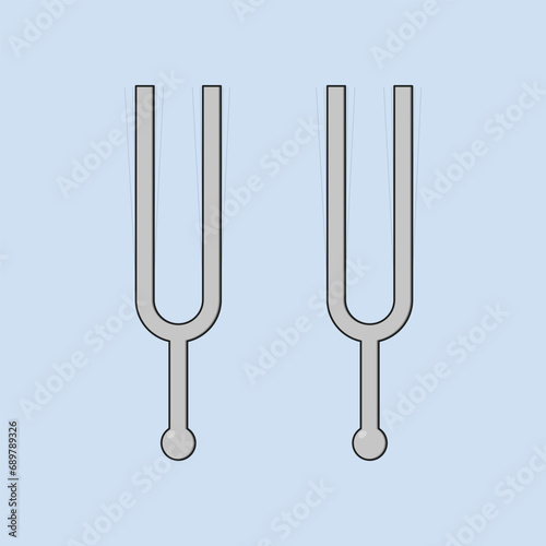 Flat Tunning Fork Vector Illustration Physics experiment Icon Vibration Fork