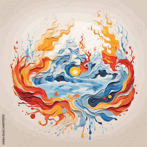 2d vector illustration global environmental , Environmental protection and industrial pollution
