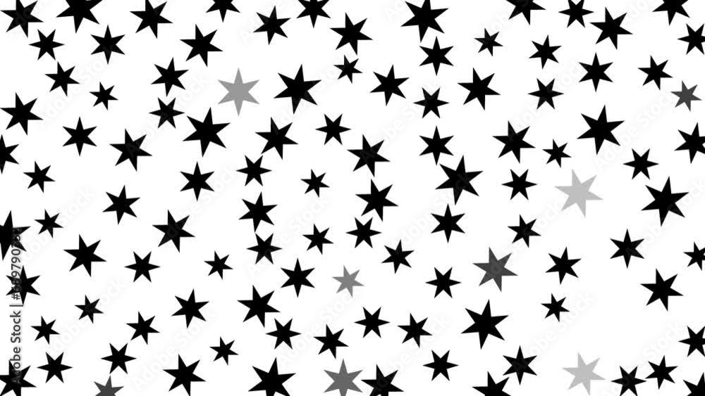 Animated black stars shine. Starry magic background. Flat vector illustration isolated on white background.