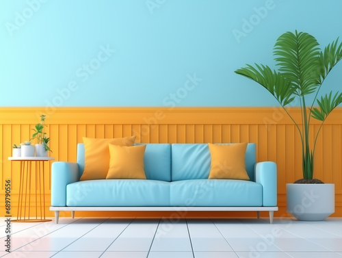 Bright background with modern interior  minimalism