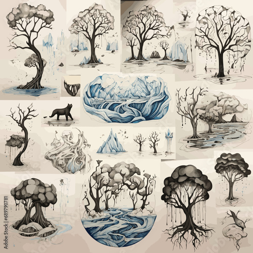 2d vector illustration global environmental , Environmental protection and industrial pollution
