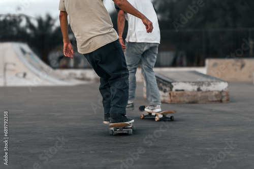 close up two men skating