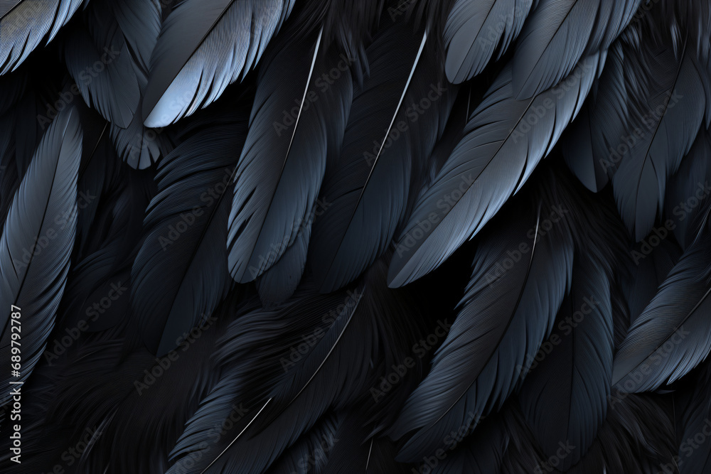 Obraz premium Black feathers texture background close-up