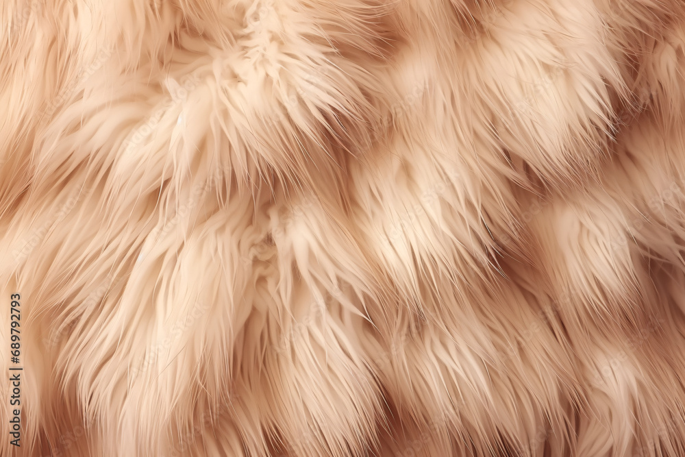 Beige fluffy fur texture background