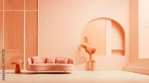 Simplicity meets warmth in a Peach Fuzz-colored interior