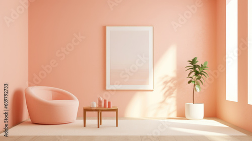 Peaceful Peach Fuzz interior, minimalist elegance