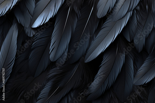 Black feathers texture background close-up © Dennis