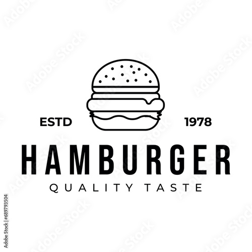 hamburger logo icon illustration design, fast food line art