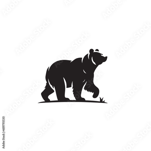 Clean Lines Bear Silhouette - Black Vector Bear Silhouette 