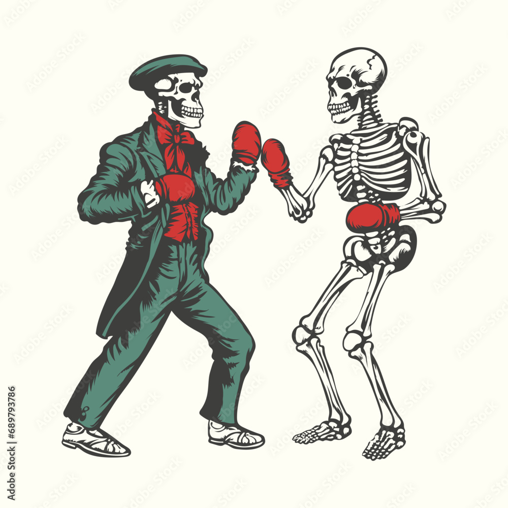Boxing Skeleton Playing boxing Vector