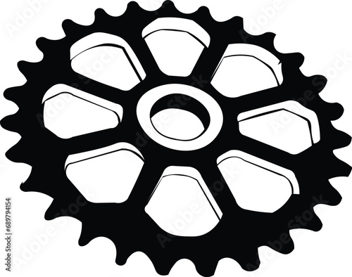 Cartoon Black and White Isolated Illustration Vector Of A Machinery Gear Cog