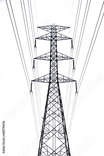 High voltage electric pole on transparent background PNG