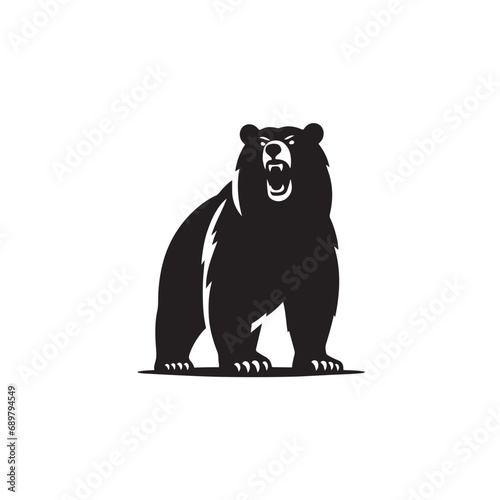 Pure Form Bear Silhouette - Black Vector Bear Silhouette 