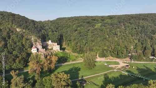 The ruins of a monastery in the village of Opatova nad Vahom in the district of Trencin in Slovakia photo