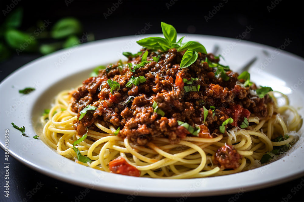 Pasta-Bolognese-Klassiker - Ein ansprechendes Bild von köstlichen Spaghetti Bolognese, das die Aromen und die kulinarische Faszination der italienischen Küche einfängt