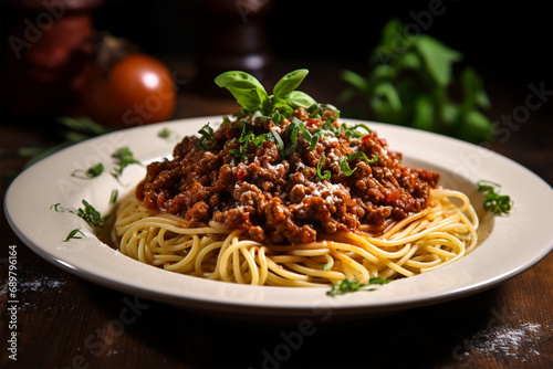 Pasta-Bolognese-Klassiker - Ein ansprechendes Bild von köstlichen Spaghetti Bolognese, das die Aromen und die kulinarische Faszination der italienischen Küche einfängt