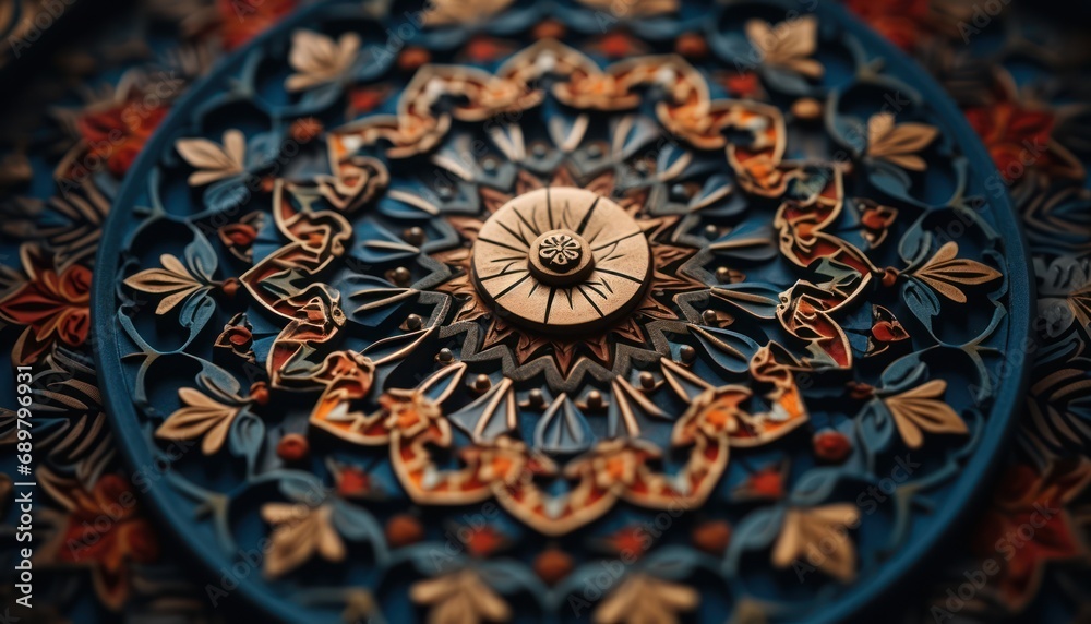 A Close-Up of a Clock on a Blue Plate