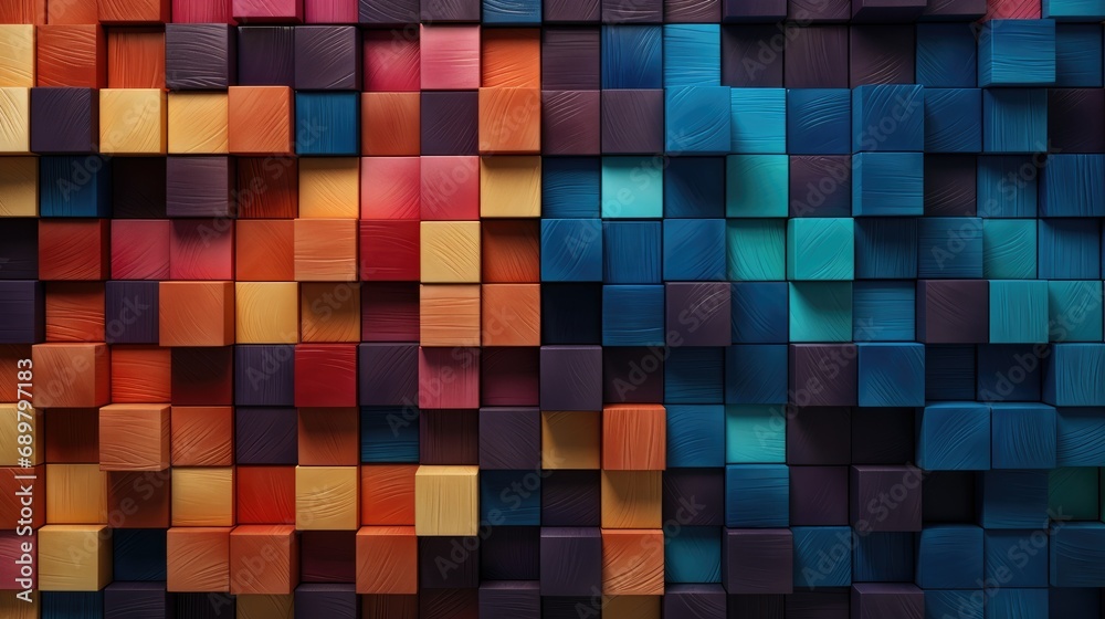 Abstract block stack wooden 3d cubes, colorful wood texture for backdrop Abstract block stack wooden 3d cubes, colorful wood texture for backdrop