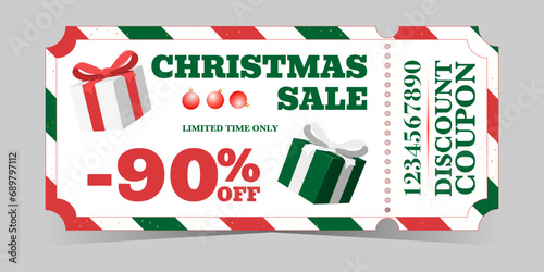 Christmas sale colorful discount voucher with gift boxes