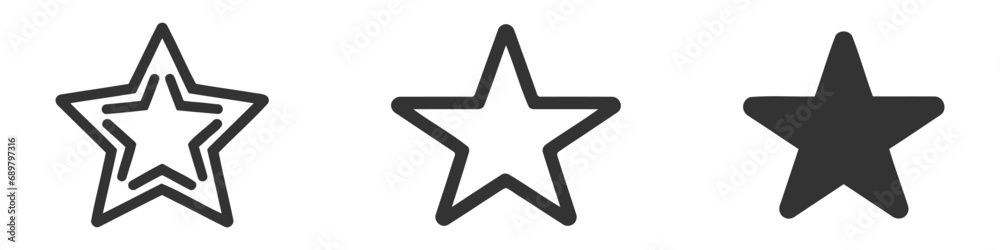 Set of stars icon, pack of star symbol collection, black and white color - Vector Set of stars icon, pack of star symbol collection, black and white color - Vector