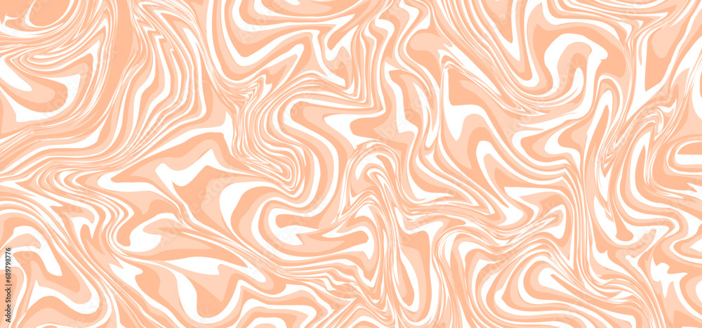 Peach fuzz liquid marbled background. Vector illustration