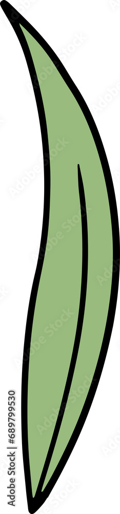 Naklejka premium Simple nature green leaf, minimalistic black line leaf art