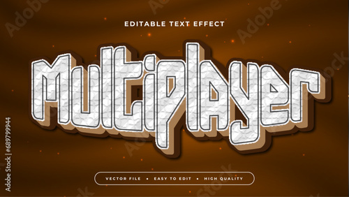 Brown beige and white multiplayer 3d editable text effect - font style