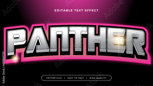 Pink black and gray grey panther 3d editable text effect - font style