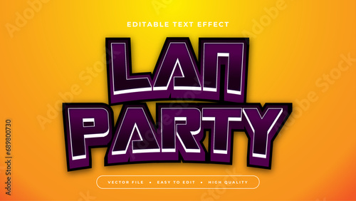 Orange and purple violet LAN party 3d editable text effect - font style