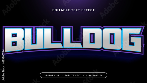 Blue gray grey and and purple violet bulldog 3d editable text effect - font style