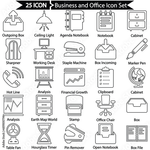 Business And Office Line Icon Set