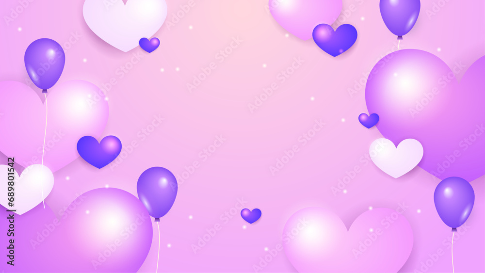 Happy valentine day with creative love composition of the hearts. Vector illustration COLOR vector realistic modern love background with heart element