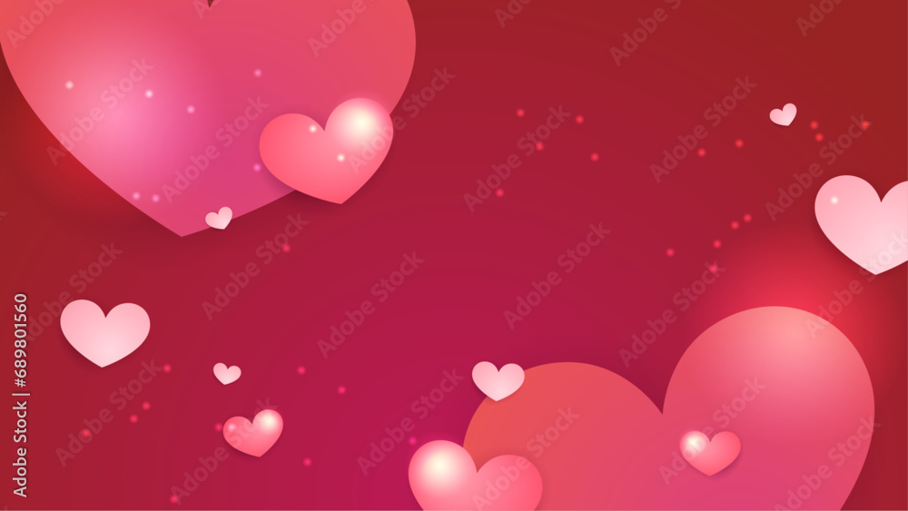 Happy valentine day with creative love composition of the hearts. Vector illustration Red and pink vector decorative heart background illustration