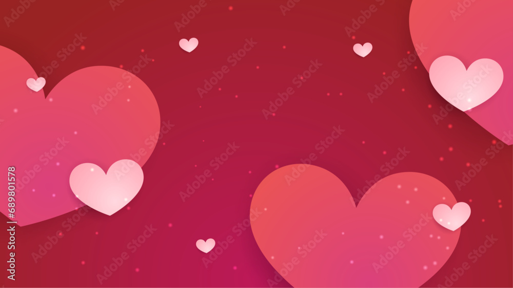 Happy valentine day with creative love composition of the hearts. Vector illustration Red and pink vector heart and love background