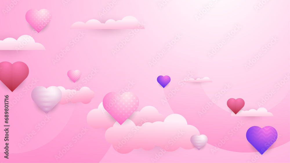 Pink and purple violet vector gradient love background Happy Valentine's Day banner for poster, flyer, greeting card, header for website