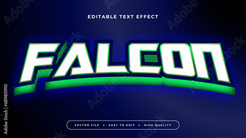 Blue green and white falcon 3d editable text effect - font style