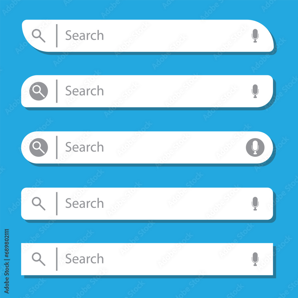 Search bar vector set. Collection for ui, design and web site. Navigation bar web icons. Vector illustration. Search bar vector set. Collection for ui, design and web site. Navigation bar web icons. Vector illustration.