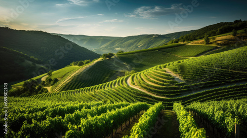 Green vineyard on a hill © Veniamin Kraskov